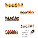 24pcs/Set Golden Spider Web Bat Press On Nails