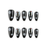 30pcs/Set Black Cat & Snowflakes Press On Nails