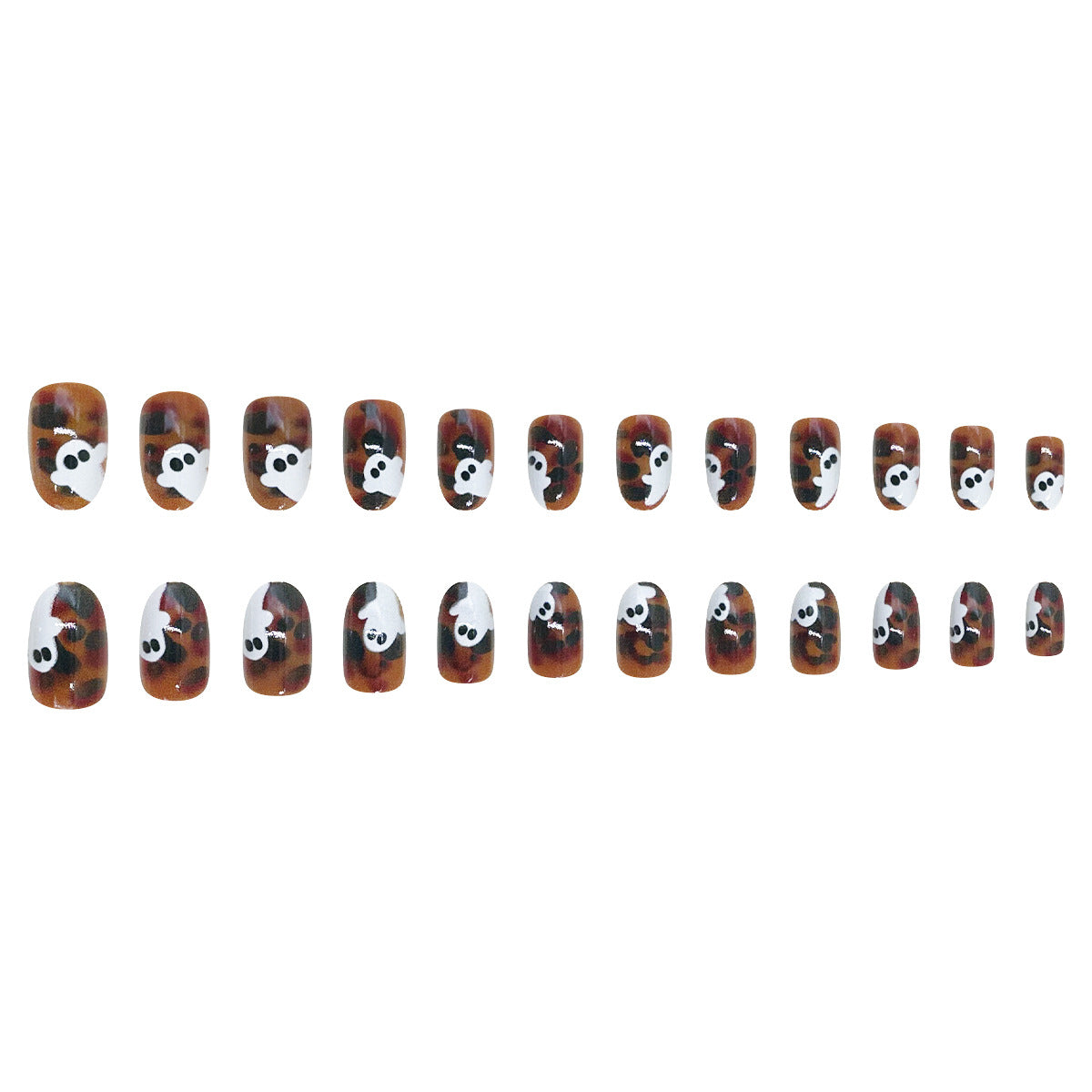 24pcs/Set Amber Ombre Ghost Press On Nails