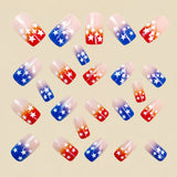 24pcs/Set Red and Blue Gradient Stars Press-On Nails