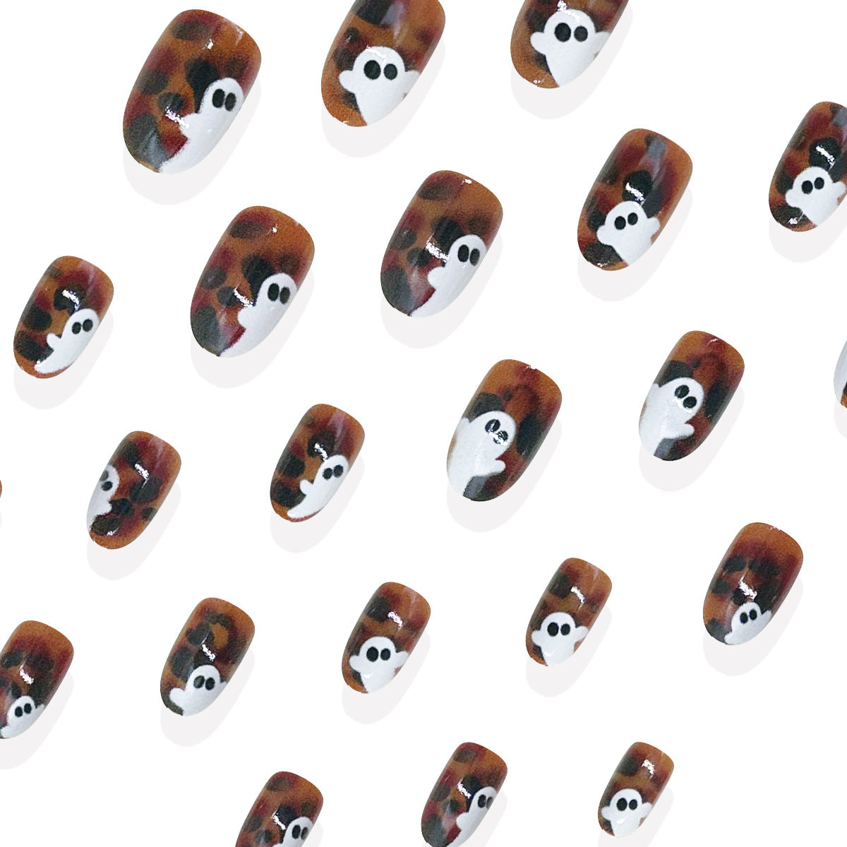 24pcs/Set Amber Ombre Ghost Press On Nails