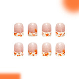 24pcs/Set White French Tip with Maple Leaves Press On Nails