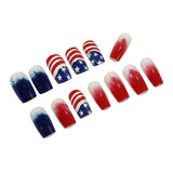 24pcs/Set Red White Blue Ombre Stars Press-On Nails