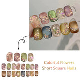 24pcs/Set Colorful Floral Press-On Nails
