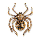Black Rhinestone Spider Brooch