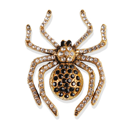 Black Rhinestone Spider Brooch