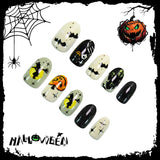 24pcs/Set Witches, Bats & Jack-O'-Lanterns Press-On Nails