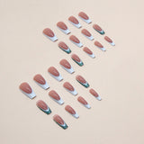 24pcs/Set Light Blue French Press-On Nails