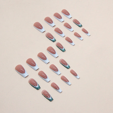 24pcs/Set Light Blue French Press-On Nails