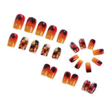 24pcs/Set Sunset Gradient Hibiscus Blossoms Press-On Nails