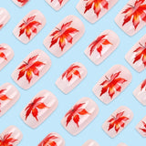24pcs/Set Gradient Maple Leaves Press-On Nails