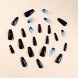 24pcs/Set Black and Blue Irregular Feather Press-On Nails