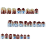 24pcs/Set Blue Gradient Snowflakes Press On Nails