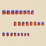 24pcs/Set Fiery Glitter Stripe Press-On Nails