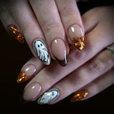 24pcs/Set Glitter French Ghost Press-On Nails