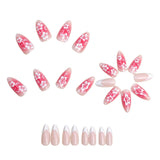 24pcs/Set Pink Gradient Floral French Press-On Nails