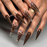 24pcs/Set Maillard Leopard Print Press On Nails
