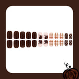 24pcs/Set Leopard Pumpkin Plaid & Polka Dots Press On Nails