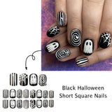 24pcs/Set Black & White Ghost Spider Web Press On Toe Nails