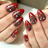 24pcs/Set Red Holly Press On Nails