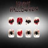 24pcs/Set 3D French Bat & Spider Press On Nails