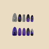 30pcs/Set Black & White Striped Spider Press On Nails