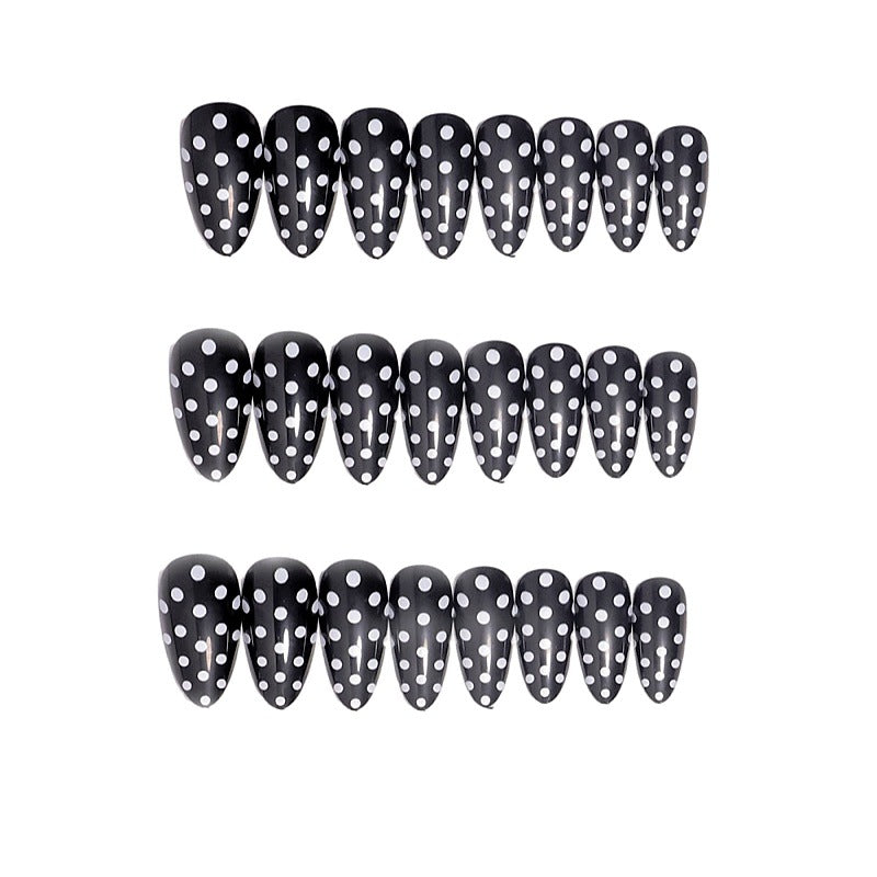 24pcs/Set Black Polka Dot Press-On Nails