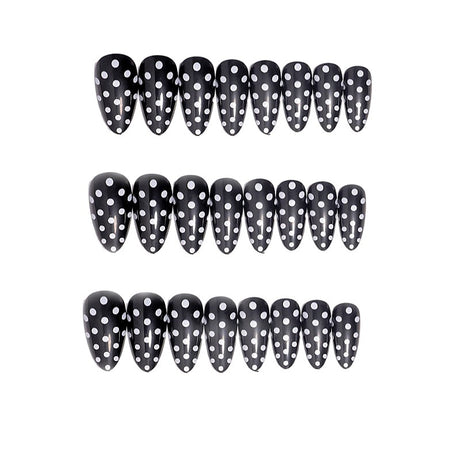 24pcs/Set Black Polka Dot Press-On Nails