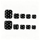 24pcs/Set White Polka Dot French Press On Nails