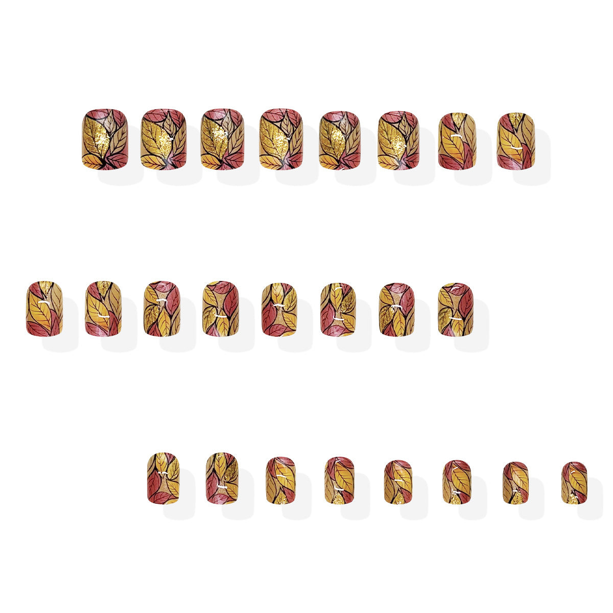 24pcs/Set Sparkling Fall Leaves Press On Nails