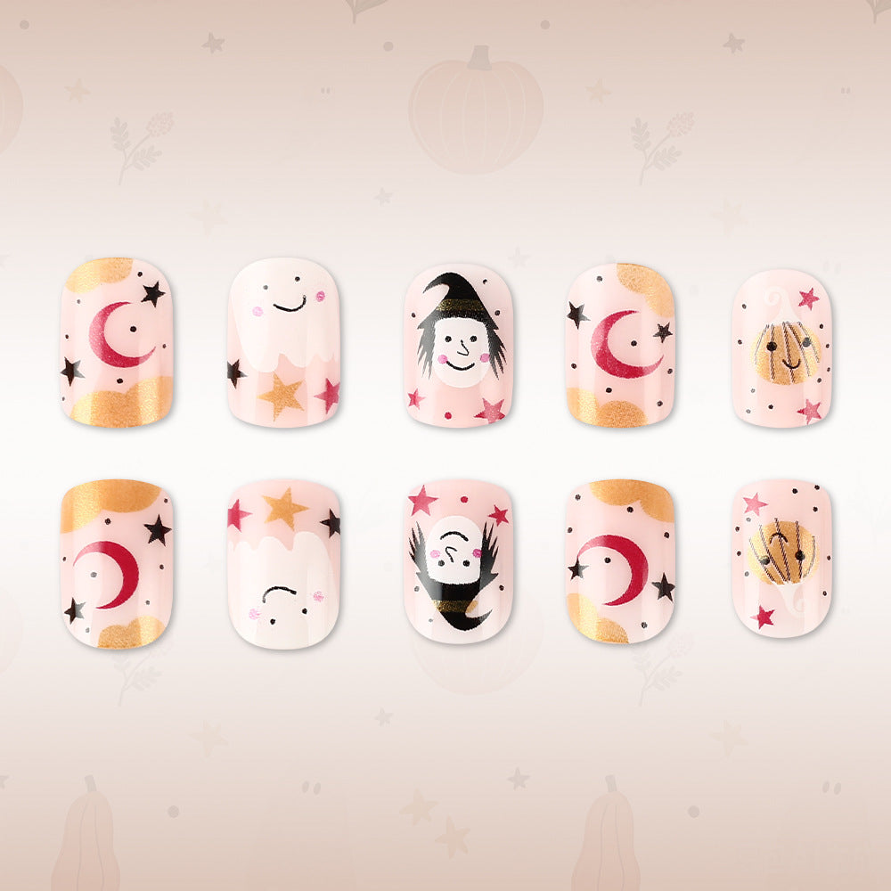 24pcs/Set Bat, Ghost Face & Pumpkin Press-On Nails