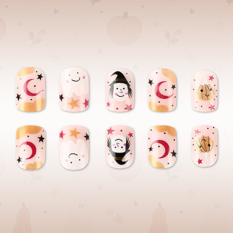 24pcs/Set Bat, Ghost Face & Pumpkin Press-On Nails