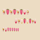 24pcs/Set 3D Strawberry & Lemon French Press-On Nails