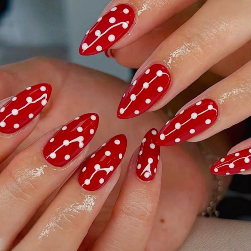24pcs/Set Red Polka Dot Press-On Nails