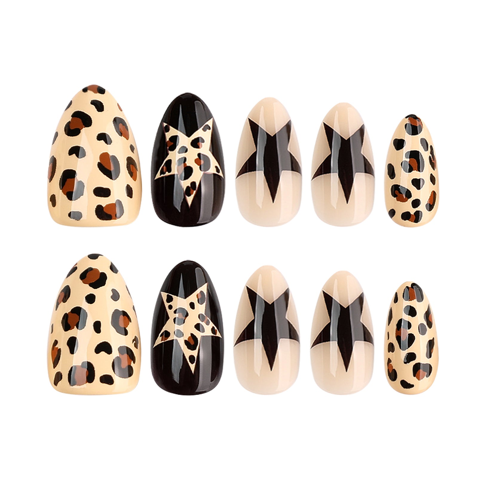 24pcs/Set Leopard Print with Stars Press On Nails