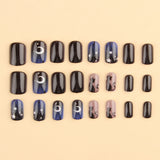 24pcs/Set Moon & Star Black Cat Press-On Nails