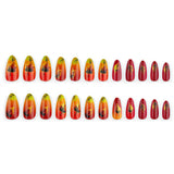 24pcs/Set Red-Orange Gradient Maple Leaves Press On Nails