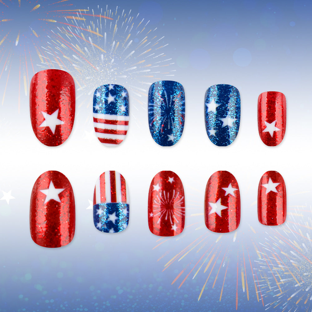 24pcs/Set Fireworks Star Glitter Press-On Nails