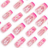 24pcs/Set 3D Floral French Press-On Nails