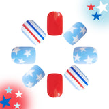 24pcs/Set Star Striped Press-On Nails