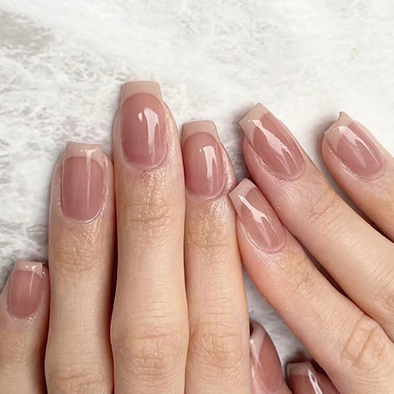 24pcs/Set Sheer Pink French Tips Press On Nails