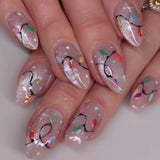 24pcs/Set Colorful Christmas Lights Cat Eye Press-On Nails