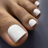 24pcs/Set Pure White Press On Toe Nails