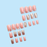 24pcs/Set French Cat Eye Gold Foil Press-On Nails
