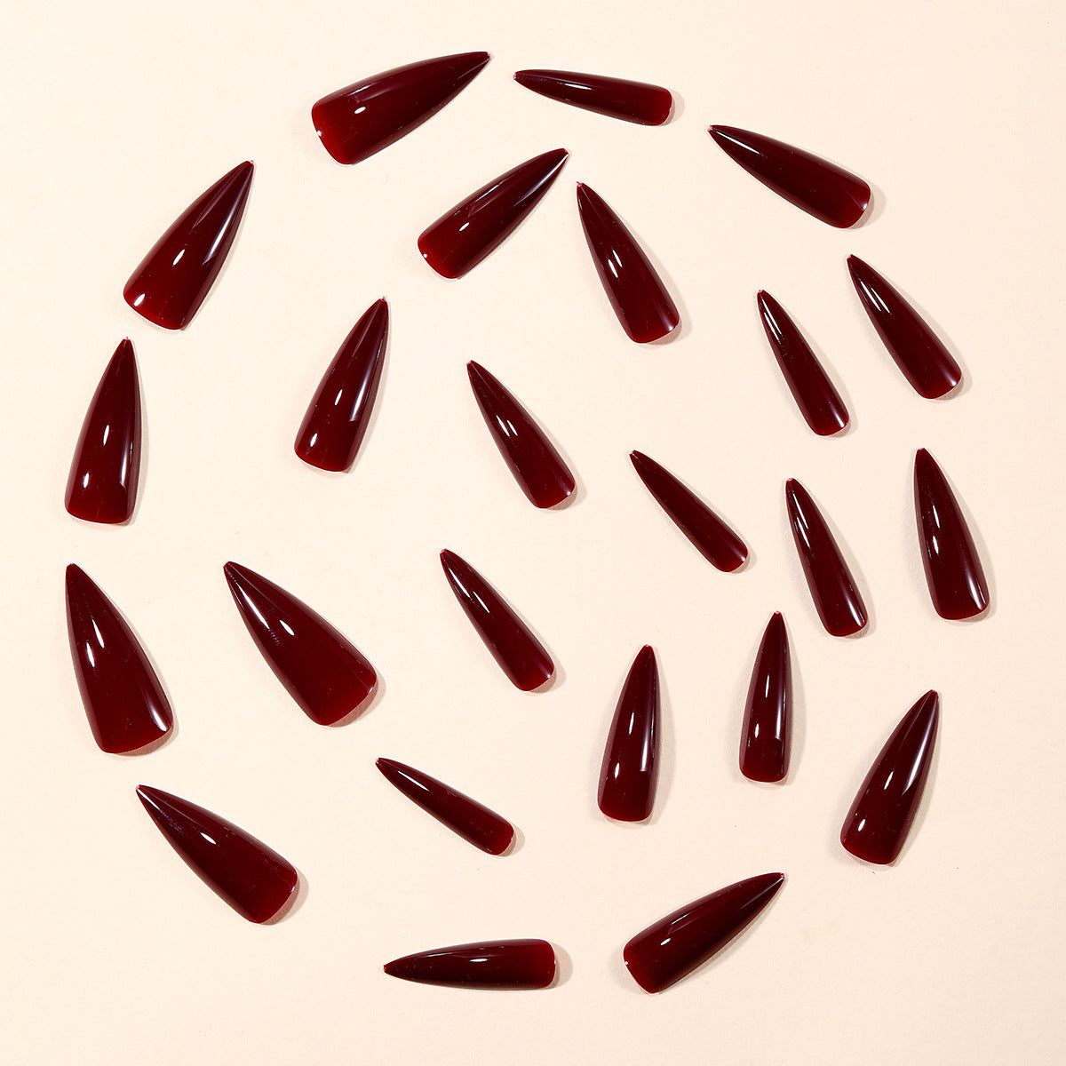 24pcs/Set Cherry Red Solid Press On Nails