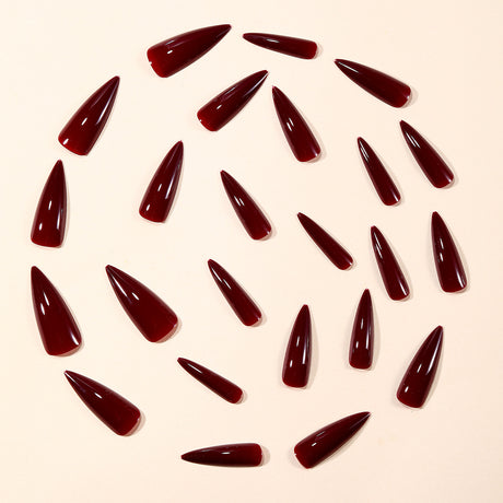 24pcs/Set Cherry Red Solid Press On Nails