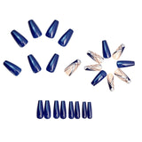 24pcs/Set Royal Blue & Nude Argyle Press-On Nails