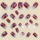 24pcs/Set Red Ombre Snowflakes Press On Nails