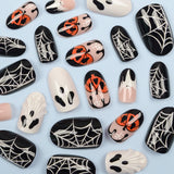 24pcs/Set 3D Ghost & Pumpkin Spiderweb Press On Nails