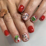 24pcs/Set Grinch Tinsel & Christmas Lights Press On Nails
